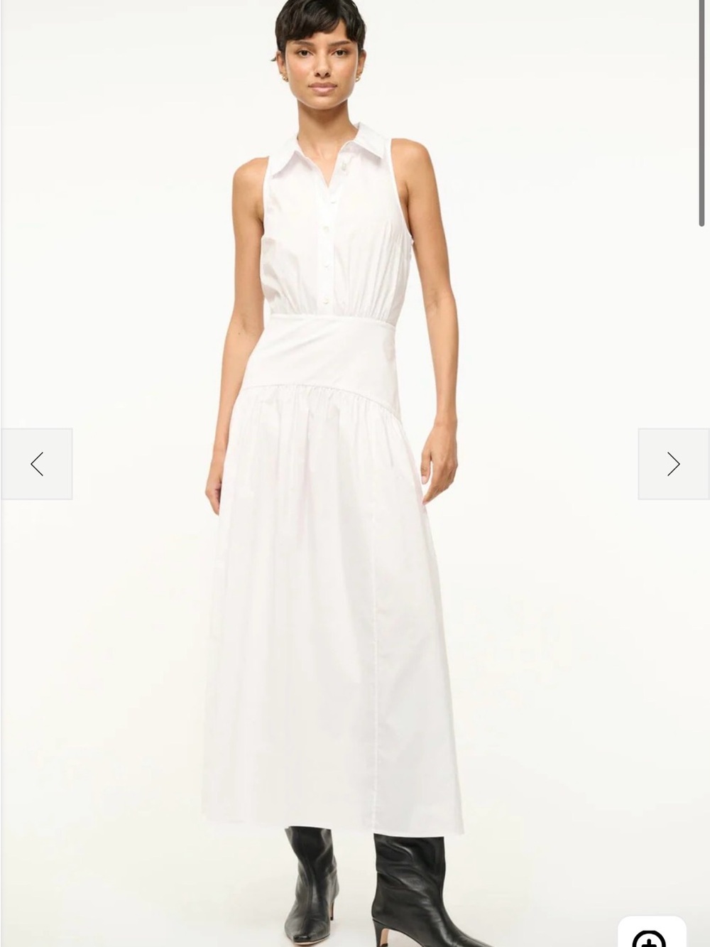STAUD White Sleeveless Maxi Shirt Dress
